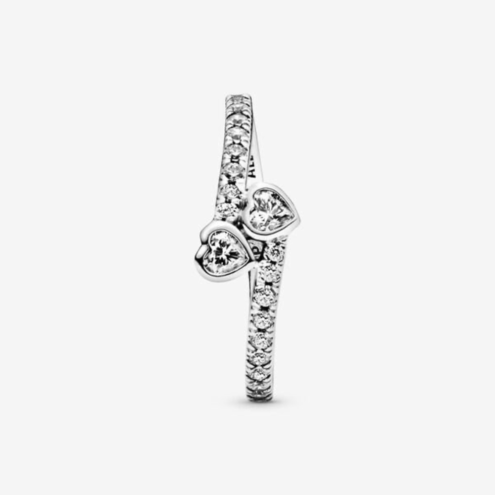 Two Sparkling Hearts Ring